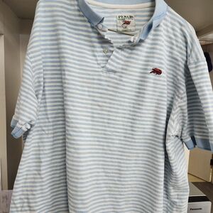 Perlis Light Blue and White Striped Polo Shirt